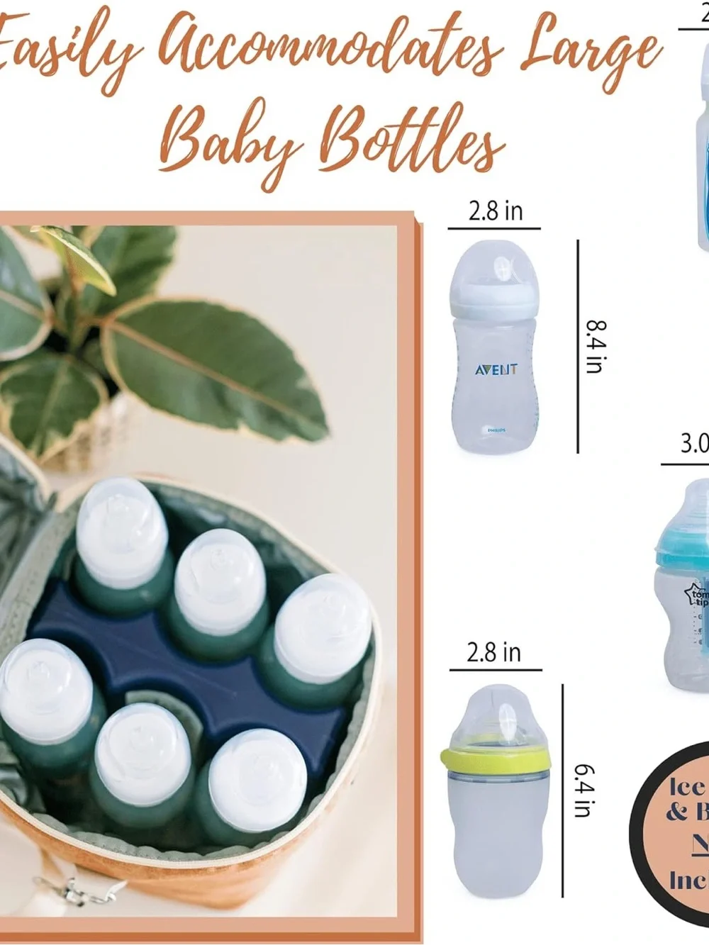 Jax Peach-Colored Insulated Baby Breast milk Cooler Bag with Top Handle